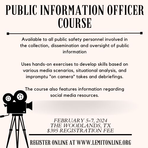 There are still spots open for PIO training in February. Register quickly before it fills up!

Online at lemitonline.org