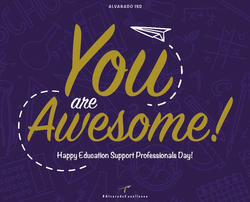 We would not be able to function without our educational support staff. They do a fantastic job supporting our teachers inside and outside the classroom! #AlvaradoExcellence