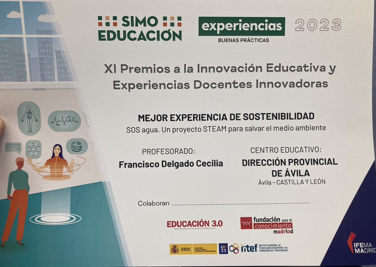 arcipreste2009's tweet photo. ¡Mil gracias! Vuelvo a casa con muchas ideas y experiencias que contar. Estaba orgulloso del reconocimiento, pero al ver el nivel de los premiados lo valoro mucho más. ¡Enhorabuena a los premiados! #SIMOEDU23 @educacyl @educaINTEF @educacion3_0 @scientix_eu @CodeWeekEU https://t.co/0NftKfWa40