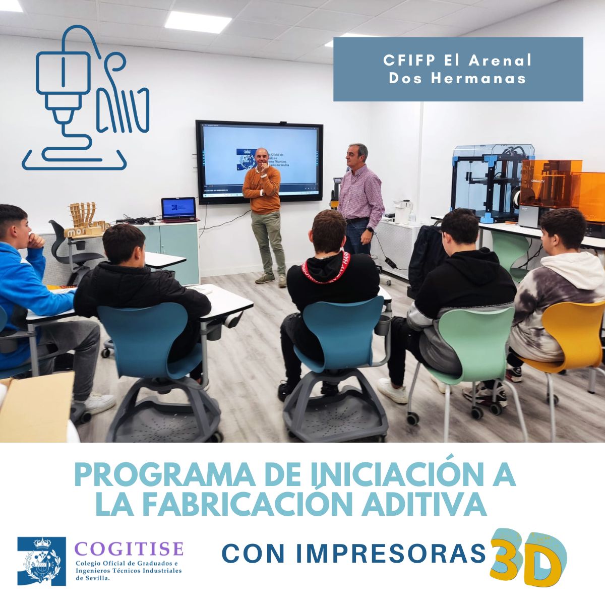 🖨️#Impresoras3D y jóvenes deseando crear e innovar. 
Esta es la esencia de nuestro programa de Iniciación a la fabricación aditiva con impresoras 3D al que este trimestre se ha sumado <a href="/cpifpelarenal/">CPIFP EL ARENAL</a> 🙌

#Ingenieros #Sevilla