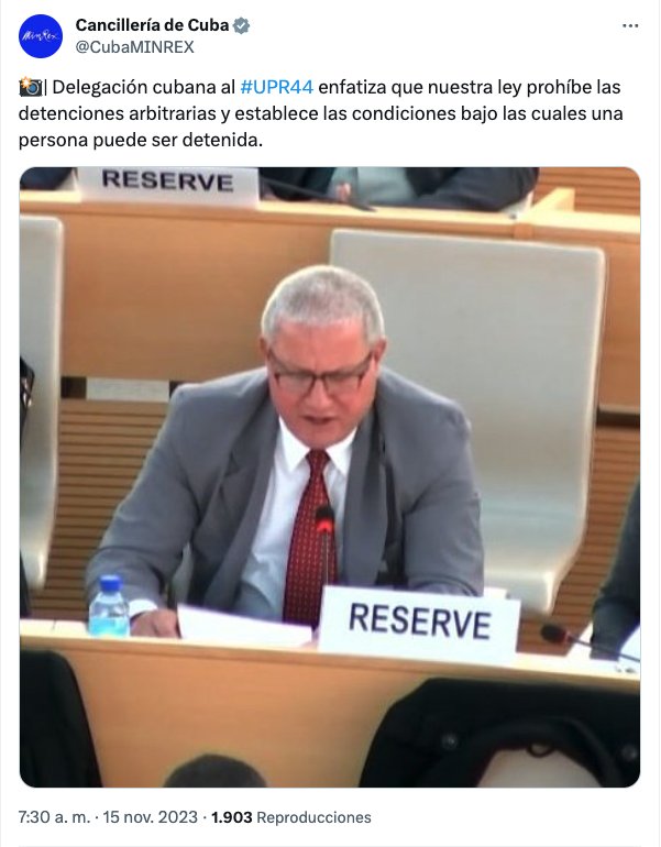 1/ La representación de Cuba al #UPR44 ha dicho que la ley 'prohíbe las detenciones arbitrarias y establece las condiciones para la detención de una persona'. 
Sin embargo, las detenciones arbitrarias son testimonio de las violaciones a los derechos humanos en Cuba. 
Abrimos hilo