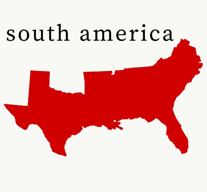 TerribleMaps's tweet photo. Map of South America https://t.co/ALKHw8z4Ox