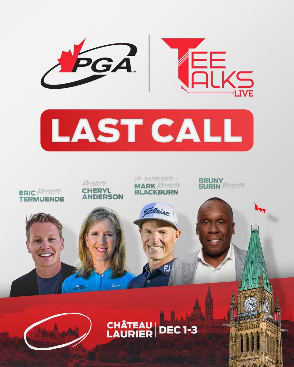🚨 Registration closes at midnight!

With an ELITE speaker lineup, this year's #TeeTalksLive is truly a can't-miss event for PGA Pros looking to build knowledge, enhance their skillset, expand their network, and spark career growth.

Register now at pgaofcanada.com/teetalkslive