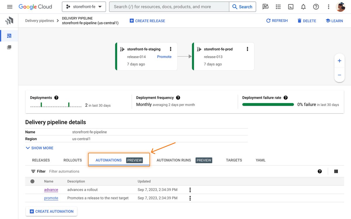Richard Seroter (@rseroter) on Twitter photo Real "progressive delivery" is here (alert: <a href="/monkchips/">we're done here</a>) with this latest release of <a href="/googlecloud/">Google Cloud</a> Deploy.
Automatically promote releases through stages as each succeeds, and advance through canary phases.
Our blog: cloud.google.com/blog/products/…
Community post: medium.com/sakajunlabs/au… Real "progressive delivery" is here (alert: <a href="/monkchips/">we're done here</a>) with this latest release of <a href="/googlecloud/">Google Cloud</a> Deploy.
Automatically promote releases through stages as each succeeds, and advance through canary phases.
Our blog: cloud.google.com/blog/products/…
Community post: medium.com/sakajunlabs/au…