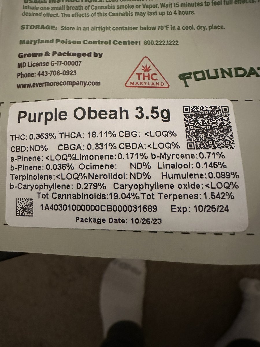 ehonda500mob's tweet photo. Purple Obeah
[Cherry Pie x Tangie]
@EvermoreCanna 

THCa: 18.11%
Terps: 1.54%

Dominant Terps:
Myrcene: 0.71%
Caryophyllene: 0.27%

Flavor Profile:
OG’s &amp; Gas

Trust me when I tell you, this smokes like a high testing flower🔥
The aroma, the taste, the looks. 🔥🔥🔥 https://t.co/W7OMV9gqI8