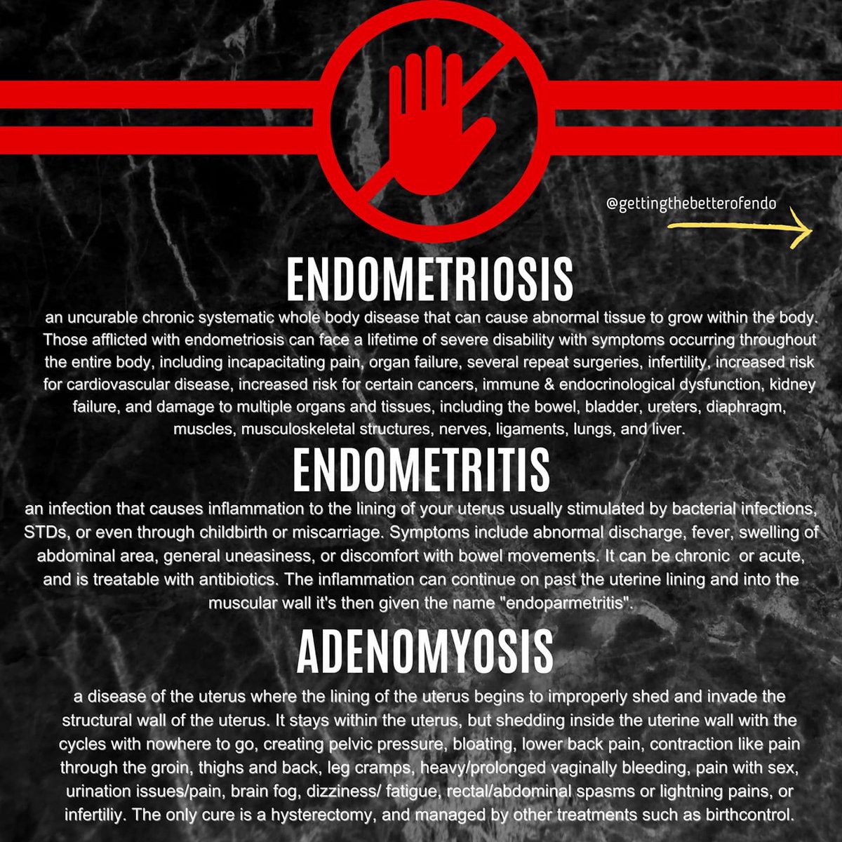 ChronicEndo's tweet photo. @TheView Can you please have Whoopi address her comments on Endometriosis. Although she may have Endometriosis, it is not caused by a bacterial infection and it CAN NOT be solved by taking antibiotics. Saying this, is detrimental to those of us suffering daily with this disease💛 https://t.co/92nPnUeI2G