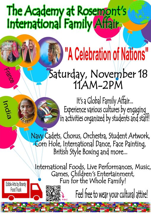 The #AcademyOfInternationalStudiesAtRosemont is hosting 'A Celebration of Nations' this Saturday, November 18, from 11 a.m.-2 p.m.
It's going to be a 📷global📷family affair, so feel free to wear your cultural attire and have fun!
#WeAreNPS #NPSInThisTogether