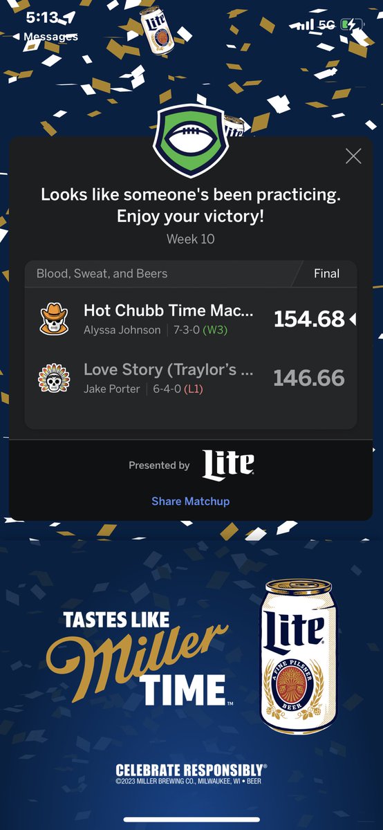 The taste of sweet sweet victory 🤩. Better luck next time <a href="/J_Poot7/">Jake Porter</a>