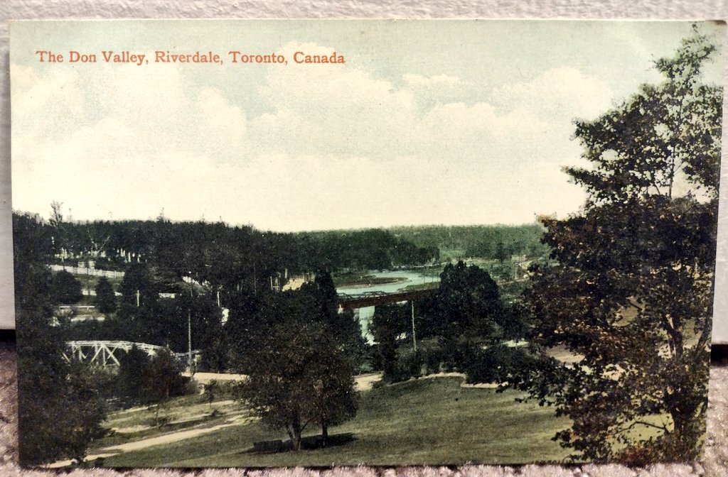 I love this c.1910 postcard of the Don Valley in Toronto because if you look closely, at the middle left of the image, that's the Necropolis across the river saying "Remember...one day..."