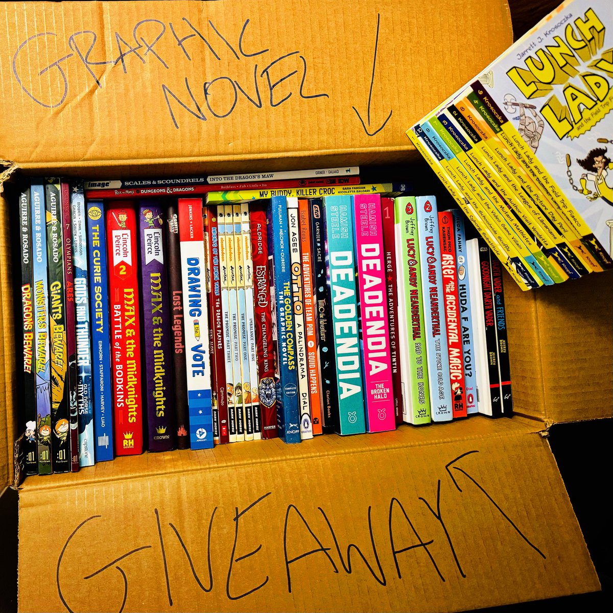 Teachers, librarians, educators, parents, & readers! Time for a HUGE #giveaway! I need to find these 42(!) graphic novels a new home! FOLLOW, ❤️, RT/QT and/or Comment+Tag a friend to enter for a chance to add these great books 📚 to your collection! Winner selected 11/19.