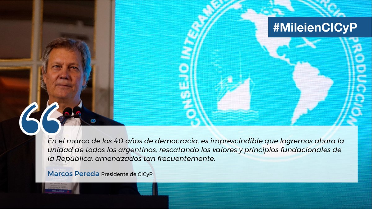 Definición Argentina: #MileienCICyP “En el marco de los 40 años de democracia, es imprescindible que logremos ahora la unidad de todos los argentinos, rescatando los valores y principios fundacionales de la República, amenazados tan frecuentemente', Marcos Pereda, Pte del #CICyP