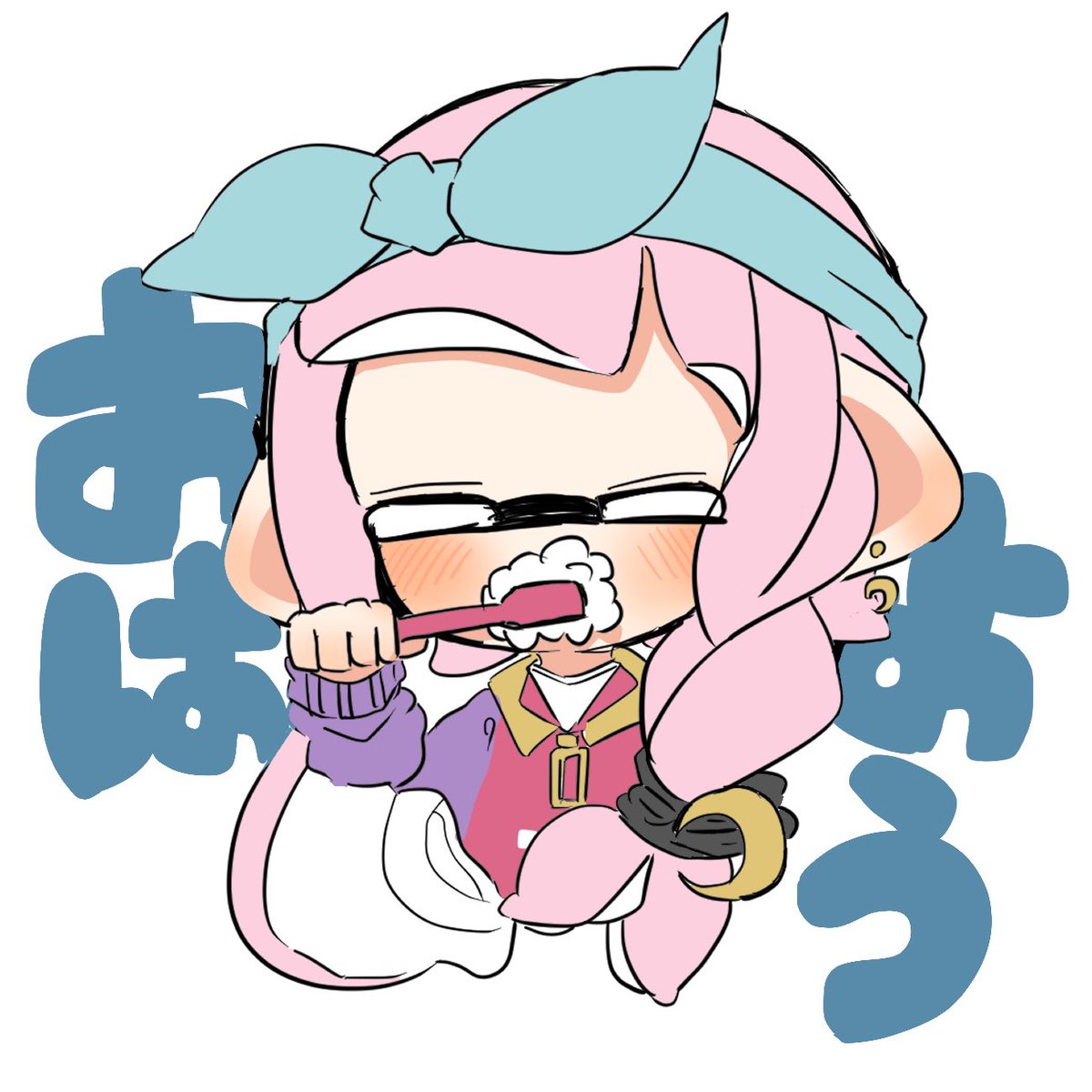 イカガール(スプラトゥーン) ,インクリング 「おはよお(っ﹏-๑) 」|Asahi🌙.*·̩͙のイラスト