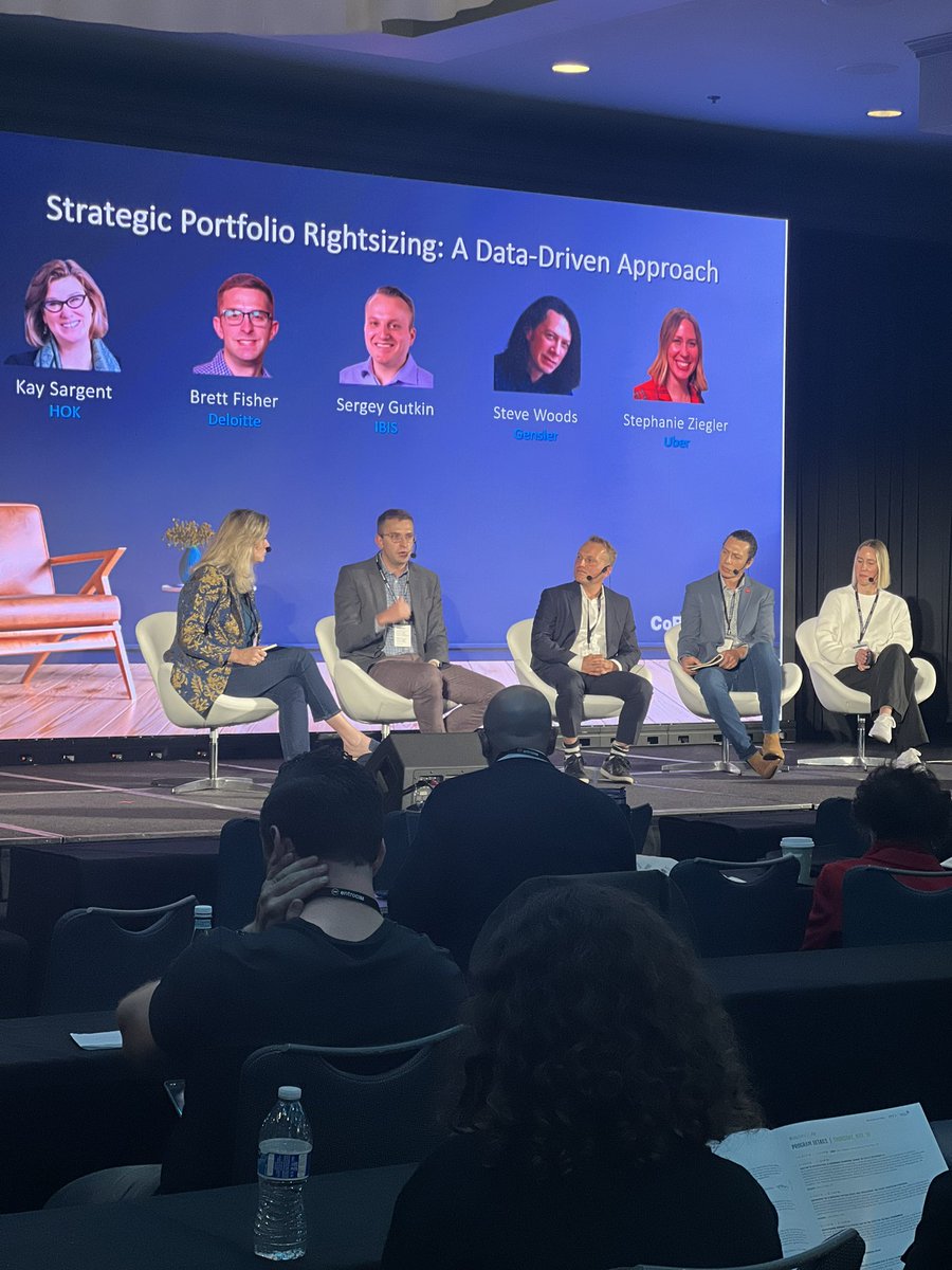 RealcommEvents's tweet image. What an incredible discussion on Strategic Portfolio Rightsizing: A Data-Driven Approach with Kay Sargent as moderator with speakers Brett Fisher with Deloitte, Sergey Gutkin, MBA with IBIS, Steve Woods, CTS with Gensler and Stephanie Ziegler with Uber #realcomm #coretech…
