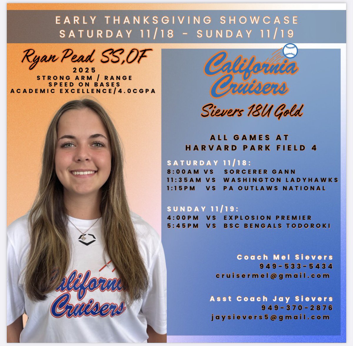 RyanPead1's tweet photo. @UtahTech_SB Would love to see you this weekend at Harvard Park!🧡💙 https://t.co/vyetNWaMj1