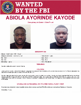ogundamisi's tweet photo. $6,000,000 USD. FRAUD.  ABIOLA AYORINDE KAYODE is Wanted by the American @FBI https://t.co/4nCBru0LoA