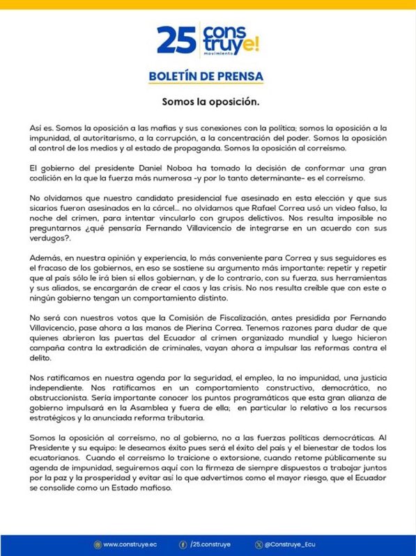 Polificcion's tweet photo. Yo saludo la CONSECUENCIA. 
No hay otra manera de honrar a Villavicencio. Quedan por verse -en los hechos- si el PSC y Noboa terminan siendo cómplices de acciones ilegítimas. Mientras tanto, la mejor forma de hacer política será siempre desde la decencia. https://t.co/7s97YRNxlr