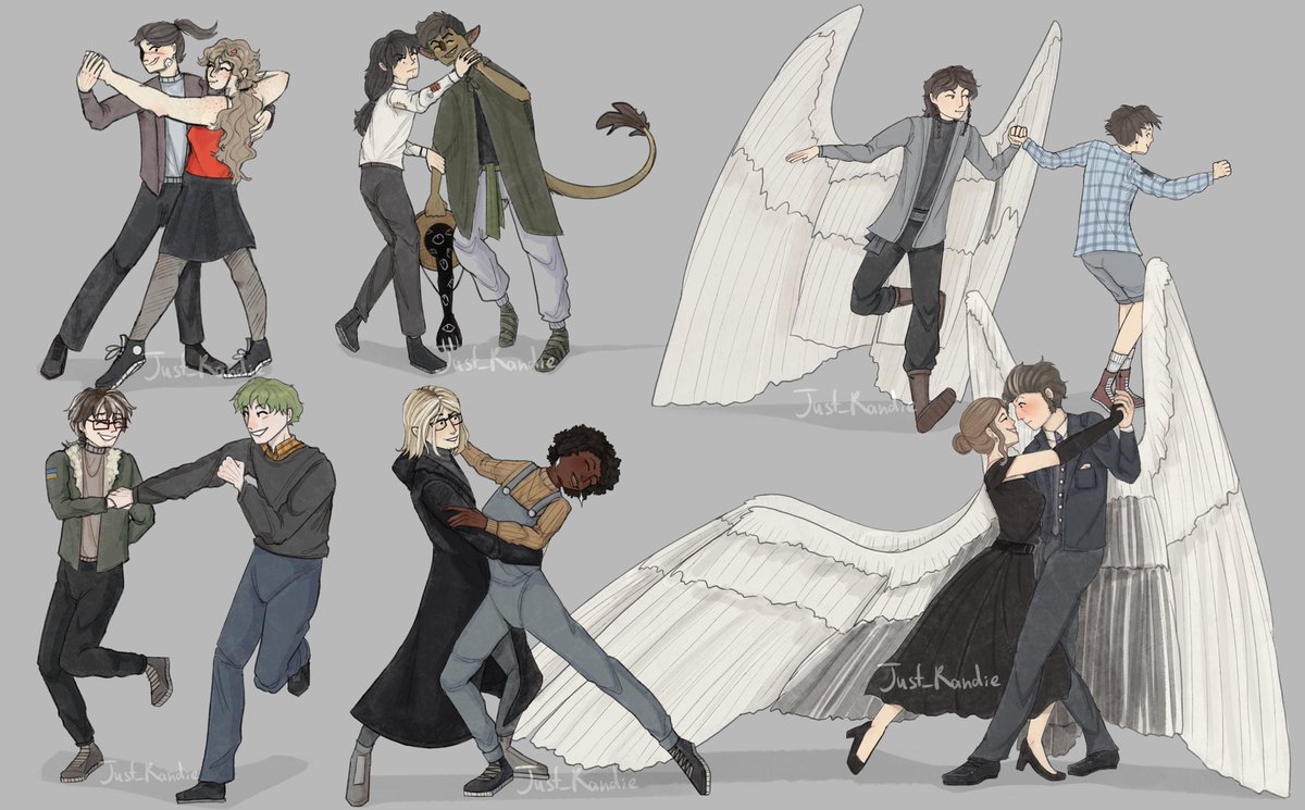 Just_Randie's tweet photo. i love working on these series so much. 
i love drawing my characters untraumatized (not the green-haired guy. he belongs to @purpelinaa) 

btw this is part 1 of 2

#ocart https://t.co/nFRD6cbMex