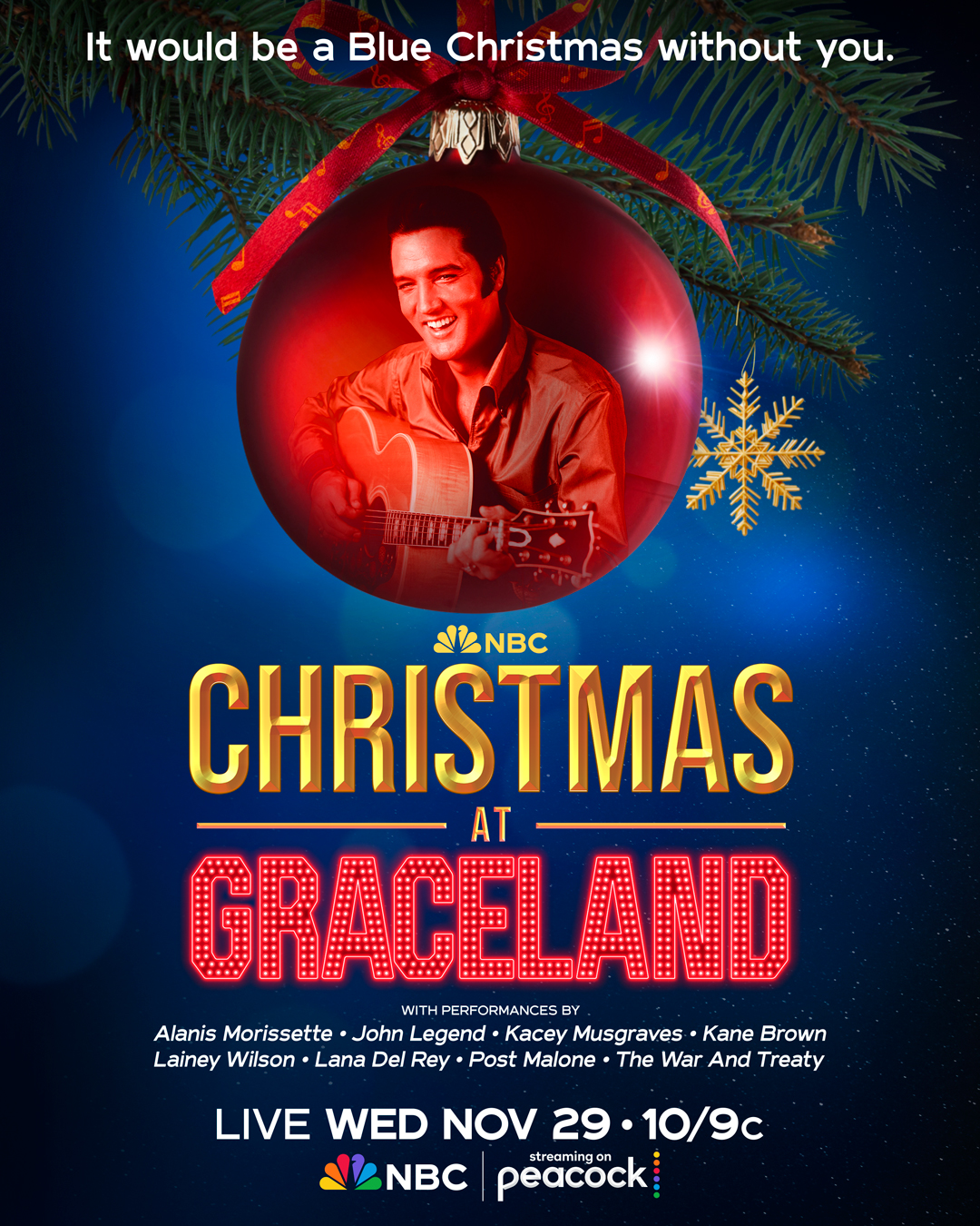 Elvis Presley on X: "We are excited to share the performers for @nbc's “ Christmas at Graceland” special live from @VisitGraceland on Nov. 29! The  special will air immediately following NBC's annual presentation