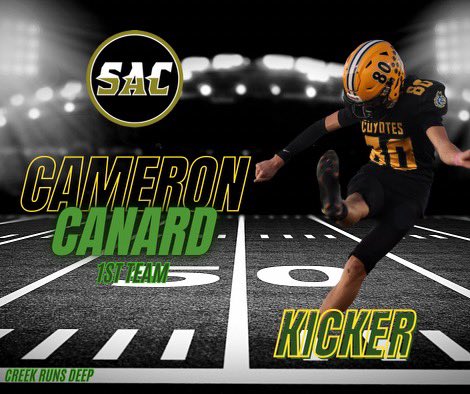 Coyote Football (@stayhowlin) on Twitter photo Congratulations to Cameron Canard
SAC 1st Team All Conference K <a href="/StayHowlin/">Coyote Football</a> <a href="/CCHS_Sport/">Cypress Creek High School Athletics</a> <a href="/TheCoyoteWay/">CypressCreek</a> <a href="/CoachTico/">Coach Hernandez</a> <a href="/KaitlynRidolph/">Ms. Ridolph</a> Congratulations to Cameron Canard
SAC 1st Team All Conference K <a href="/StayHowlin/">Coyote Football</a> <a href="/CCHS_Sport/">Cypress Creek High School Athletics</a> <a href="/TheCoyoteWay/">CypressCreek</a> <a href="/CoachTico/">Coach Hernandez</a> <a href="/KaitlynRidolph/">Ms. Ridolph</a>