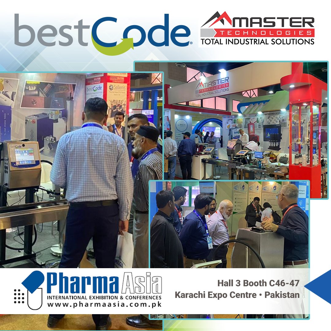 bestcodecoding's tweet image. Day 2 at #PharmaAsia. See #BestCode #Pakistan (Master Technologies) in Hall 3 Booth C46-47 at the Karachi Expo Centre Pakistan. It's an exciting show and a great time to see #BestCodeInAction
bestcode.co/tradeshows
#cij #inks #markingsolutions #traceability #codingandmarking