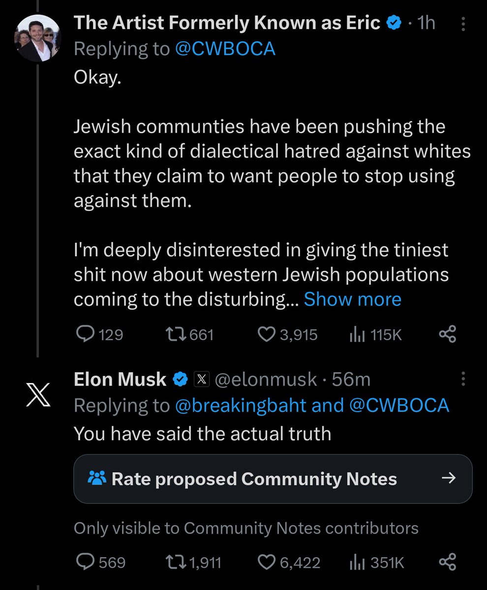 stevanzetti's tweet photo. It is not an exaggeration to describe Elon Musk's embrace of rhetoric like this as "straight up Nazi shit" https://t.co/QVmGd1pfUv