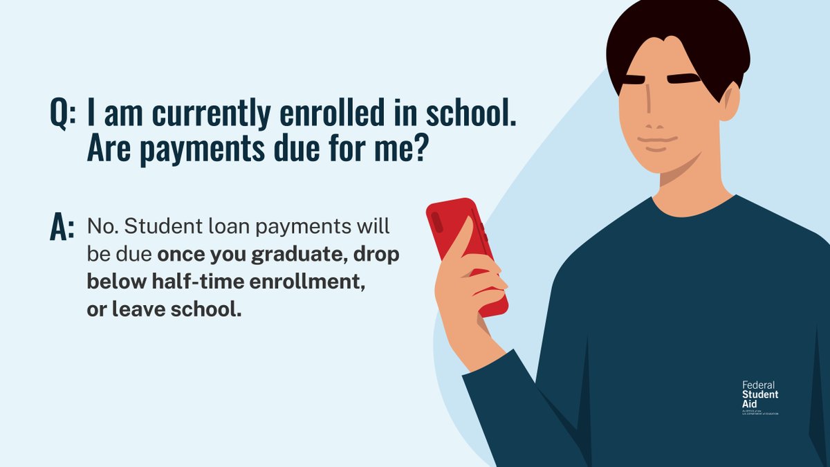 📣 College students 📣 You may have heard about student loan payments starting up. But, if you’re currently enrolled in school full time, here’s what you need to know about when to repay your loans: StudentAid.gov/repay101