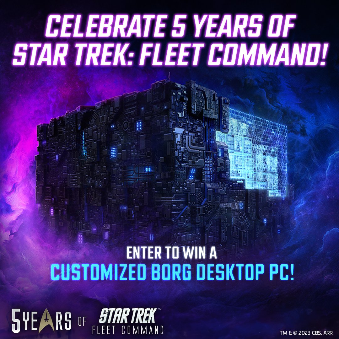 Hey Commanders! 🚀 The Borg are here, and resistance is futile. For the final month of Star Trek Fleet Commands 5th Anniversary Celebration, we are giving away Custom Borg gaming computers to the community. STFC is excited to be partnering with @cherrytreeinc for the last and…