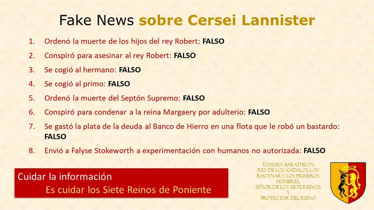 empanadalamprea's tweet photo. Si a Cersei le importase lo más minino su imagen pública 👇#fakenews https://t.co/CqQvnDaKUn