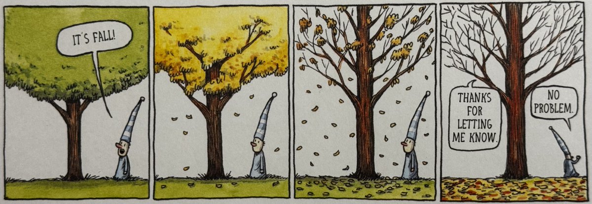 I need to tell our trees, so I can get the leaves curbside in time for the town hoovermobile to nab them all.