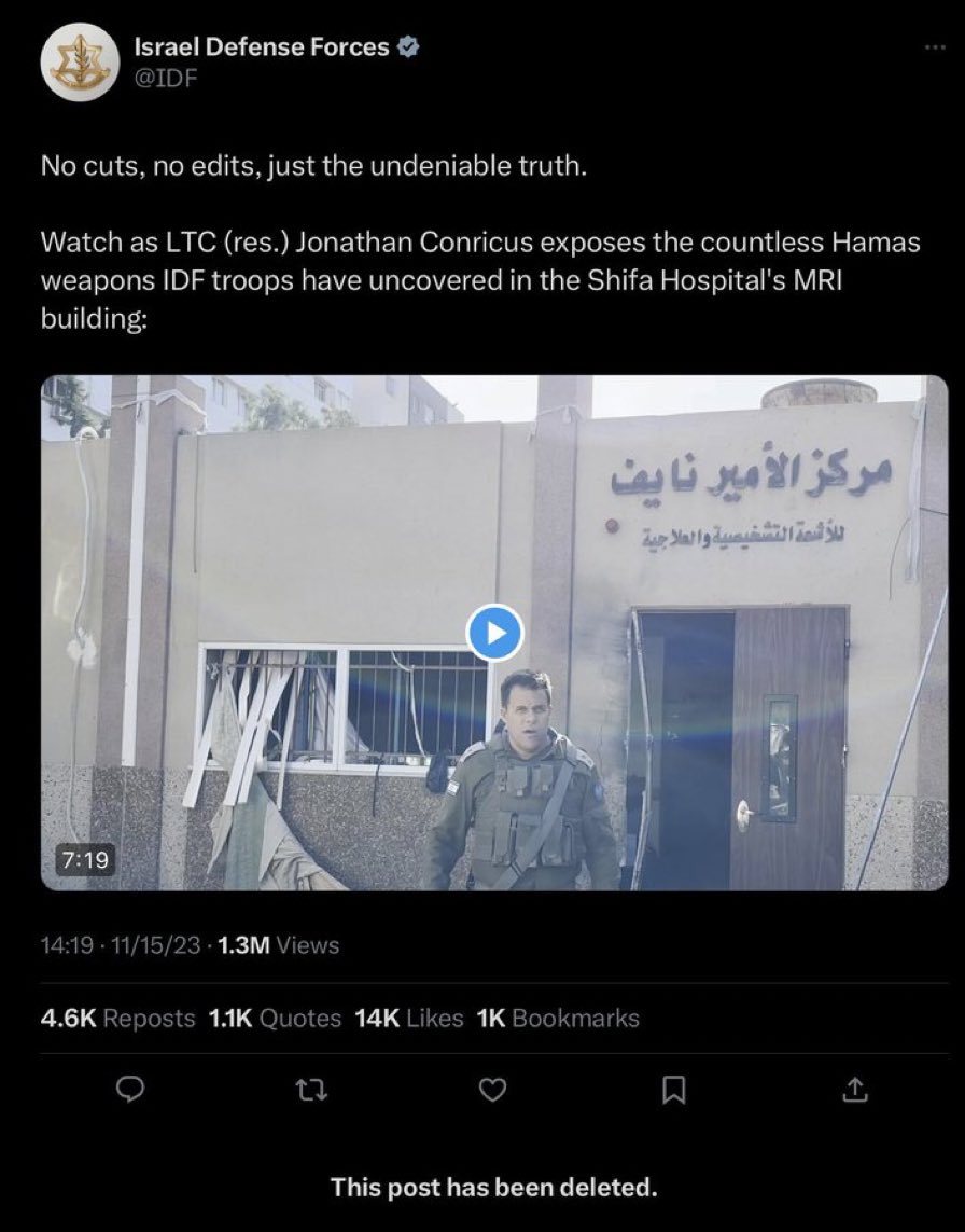 JPHilllllll's tweet photo. I’m crying. The IDF deleted it https://t.co/4kjEX6C9bj