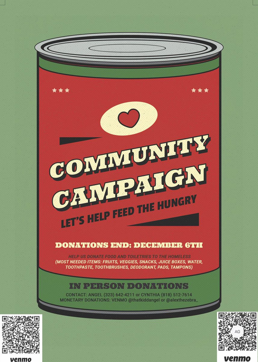alexthezebra_'s tweet photo. My friends and I are putting together a "Let's Feed the Hungry" Drive on Dec 9th, 2023. We're giving essential bags + meals in LA to our homeless Angelenos. Your donation makes a difference! β‘οΈ https://t.co/cUZTZbsHT3
#LetsFeedTheHungry π€π https://t.co/BWIsk4hy8V