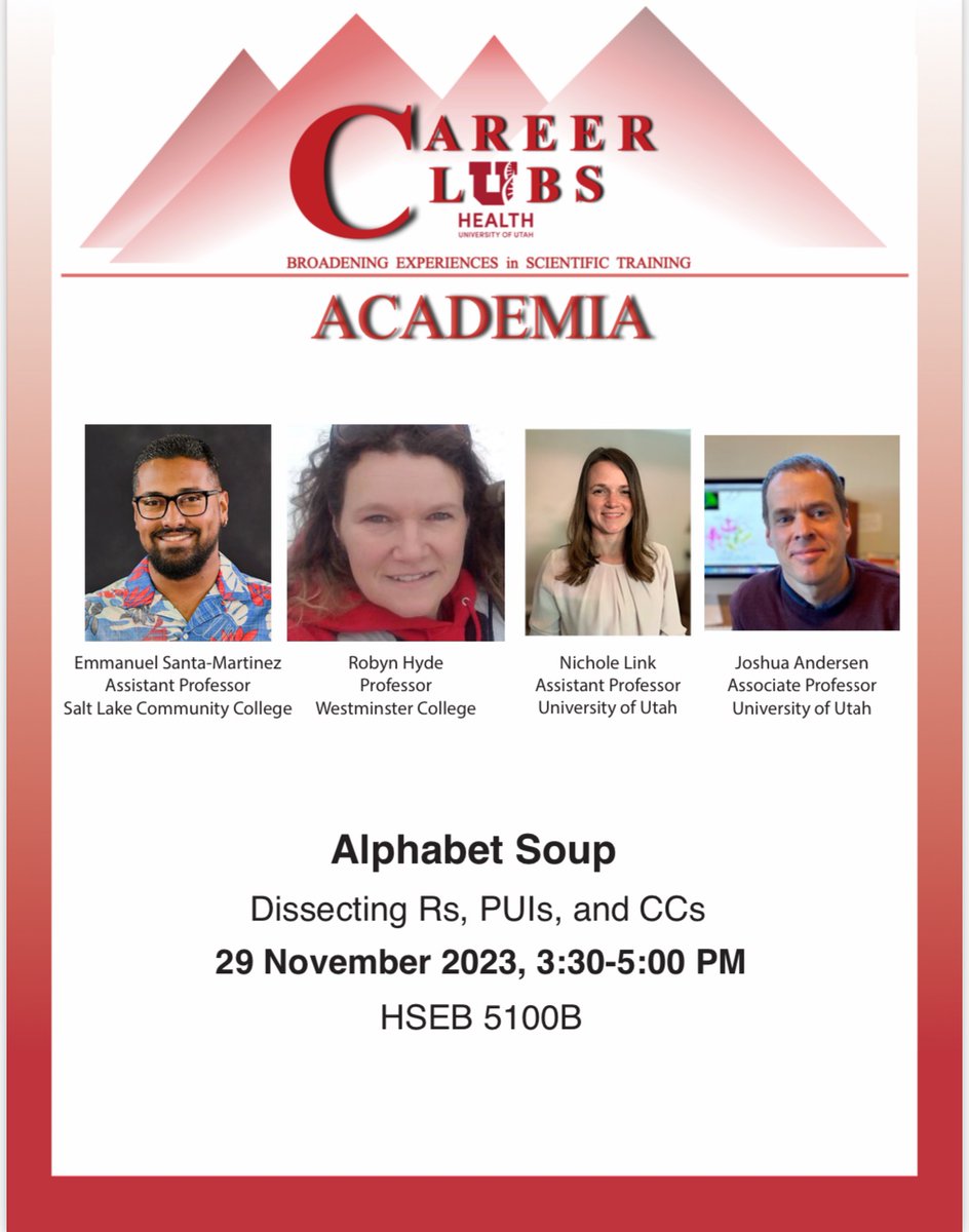 E_SantaMartinez's tweet image. In two weeks at the @UUtah  Panel discussion on how the job of a professor in STEM varies among different academic institutions.  
@SaltLakeCC - Department of Biology 
#highereducation #latino #representationmatters #stem #biology