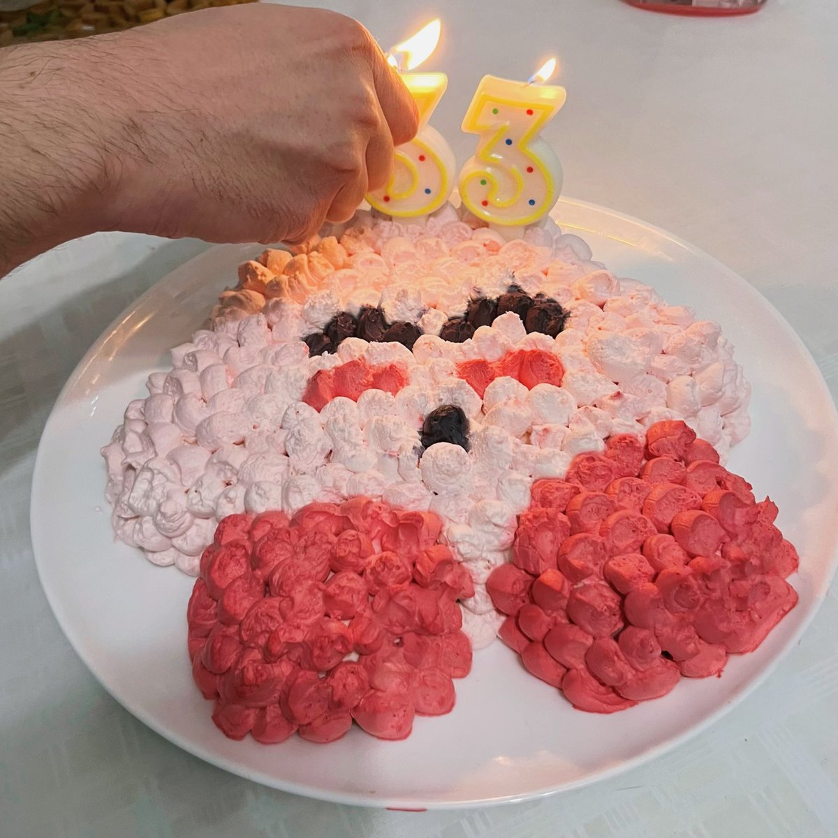 I’m 33! 👵🎉 <a href="/CockyBoky/">Boky</a> surprised me at midnight with a cheesecake he made and then painted to look like Kirby!!! My faves! It’s too cute so I had trouble eating it but IT WAS SO YUMMY. I’M DEAD HE’S INCREDIBLE 😭🖤🖤🖤