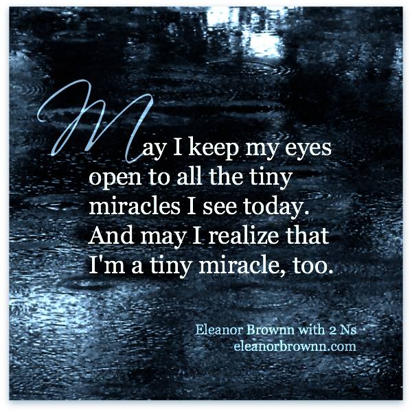 May I keep my eyes open to all the tiny miracles I see today. And May I realize that I'm a tiny miracle too. - Eleanor Brownn ~ #Miracles