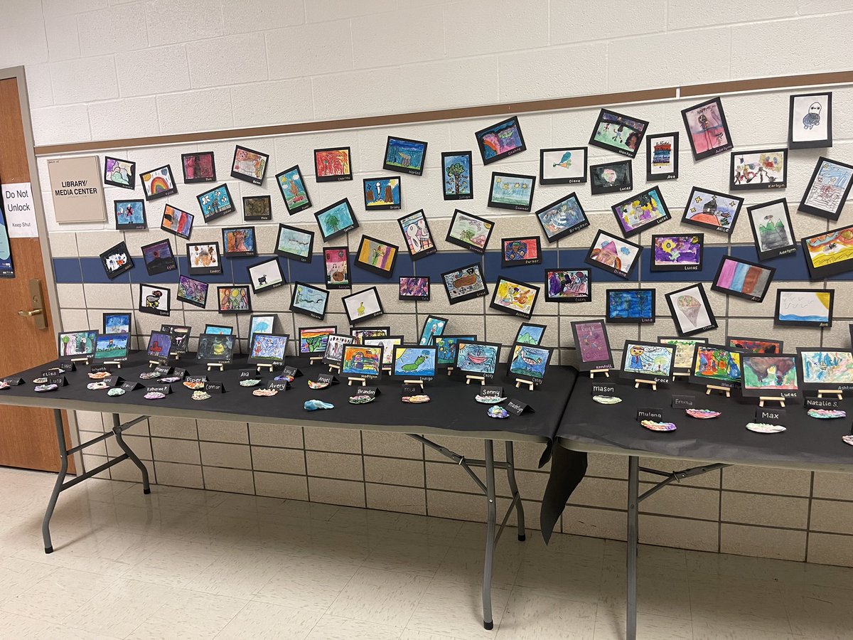 keymaster18's tweet photo. Not much time to post bcuz we’ve been so busy in the studio! Dragon Eyes, Mini-Masterpieces, Haunted Houses, and Spooky Silhouettes are all on display for our families to enjoy during conferences, plus our 1st round of ceramics coming out of the kiln! WHEW😎 https://t.co/0XUhY7OAu3