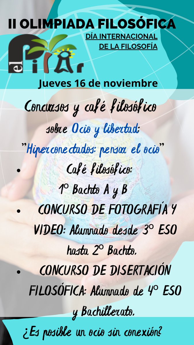 ElPilarTetuan's tweet image. ¡Felíz Día Internacional de la Filosofía! Hoy lo celebramos en el Pilar de Tetúan.