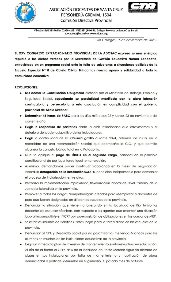 ADOSAC Provincial tweet media