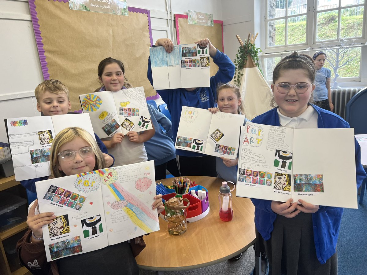 LlangynwydS's tweet photo. IA1 Learning 

Purple Class have been busy researching Pop Art over the past few weeks and are now busy preparing their Pop Art prints! Great effort presenting your mission work Purple Class! 🚀🚀🚀 https://t.co/SBi8qMd9jX