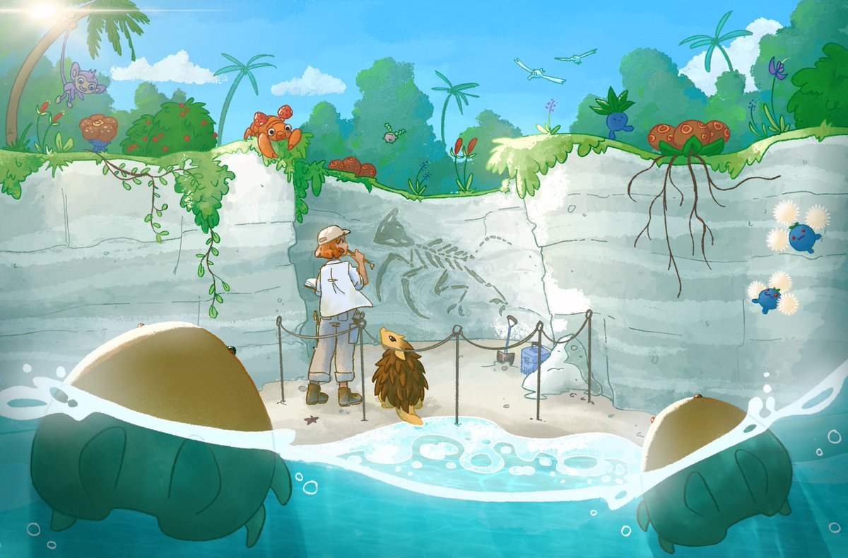 on the topic of pokemon here is my piece for <a href="/XOrdinaryZine/">Extra Ordinary Zine - Vol 2 Delayed to 2025!</a> !! 🌟

me drawing a background? can you believe it ?