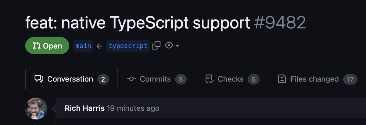 Native typescript support PR for Svelte