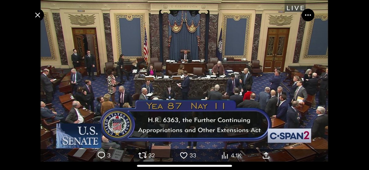 ErikRosalesNews's tweet image. 11 no votes on the two-tier #ContinuingResolution to avoid a shutdown. 
 
Bennet is the only Dem no. 
Rest were GOPers:
Blackburn
Braun
Crapo
Lee
Mullin
Paul
Risch
Schmitt
Scott (FL)
Vance

Watch @EWTNNewsNightly