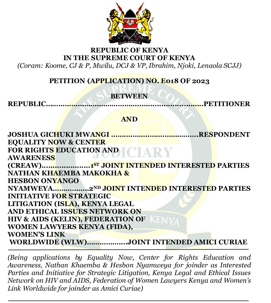 𝙍 𝙫 𝙅𝙤𝙨𝙝𝙪𝙖 𝙈𝙬𝙖𝙣𝙜𝙞 &amp; 𝙊𝙧𝙨;𝙋𝙚𝙩(𝘼𝙥𝙥) 𝙀018/2023

In exercising caution when admitting interested parties, the Court must ensure that an intended interested party has personal stake in the matter and stand to suffer personal prejudice in the event of non-joinder