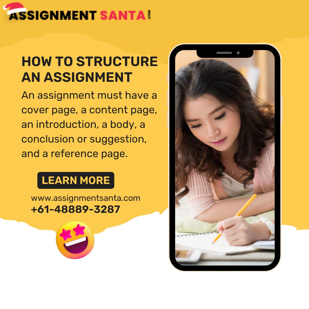 AssignmentSanta's tweet image. In order to achieve high grades on your assignments- You must be aware of the essential details regarding how to structure an assignment.
#assignmentstructure #assignmenthelp #assignmentsanta #LetsGoOilers #Universityofibadan
For More: bit.ly/3SPWWIG