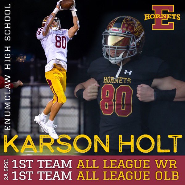 I am honored and grateful to be named 1st Team All-League Linebacker and Wide out for the SPSL 2A. I want to thank all my family and coaches who have got me to this point. <a href="/Weareenumclaw/">Enumclaw Football</a> <a href="/PrepRedzoneWA/">Prep Redzone Washington</a> <a href="/JTERogan/">J.T. Rogan</a> <a href="/NickFarman55/">Nick Farman M.S.</a> <a href="/DevinRecord/">Devin Record | Coach, Recruiter, & Scout |</a> <a href="/RylandSpencer/">Ryland Spencer™</a> @RecruitRadarPNW