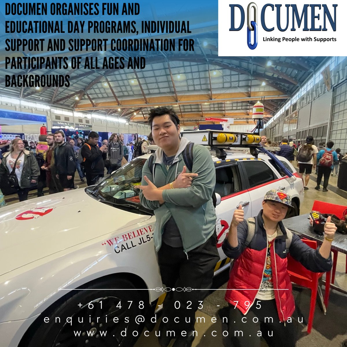 DocumenDssmedia's tweet image. 🚗👨‍👩‍👧‍👦🎉 We had a great time at the Sydney Comic Con. Documen are a service provider that links people with supports, such as individual support, support coordination, and day program. #Documen #SupportPrograms #AllAges
Like, comment and share if you want to know more about us😊