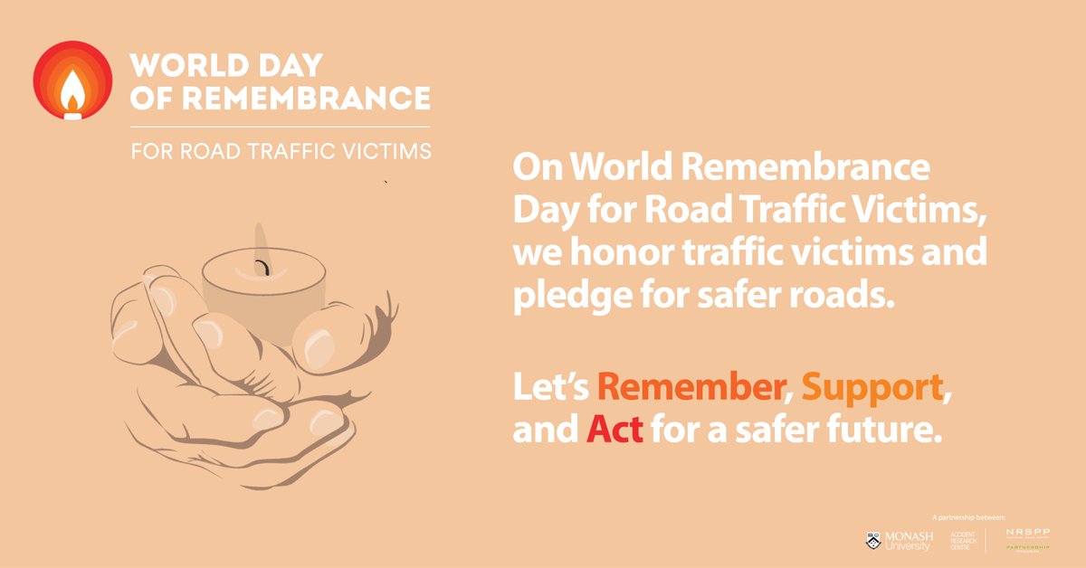 Today is World Day of Remembrance for Road Traffic Victims. Let us reflect on the lives lost, the families affected, and the communities impacted by road crashes. Together, we can drive change and work towards eliminating crash-related road trauma. #WDoR2023