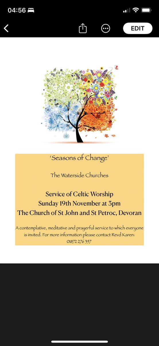 karamelykaren67's tweet photo. You are warmly invited to come along to our monthly service of Celtic worship this Sunday afternoon. This month our theme is ‘Seasons of Change’ @TruroTeam @RevSimonR @RevdJeffrey @EleBuckley #Devoran #timestheyareachanging #thewatersidechurches https://t.co/zIHYXTzMSw