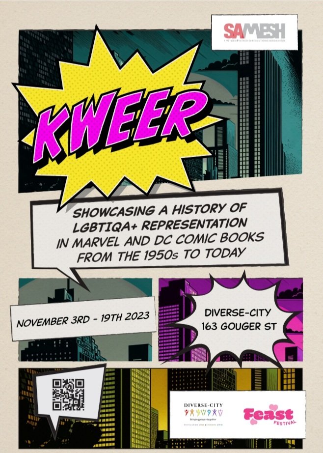 PaulSAdel's tweet photo. KWEER comic book exhibition exploring LGBTIQA in DC Comics and Mavel Comics. 
EXTENDED to Nov 30 
@DCOfficial @Marvel @GailSimone @JuddWinick @grantmorrison https://t.co/gPyiEDspSH
