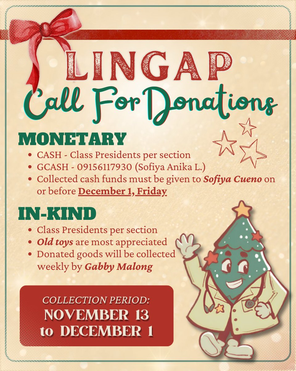 LINGAP_official's tweet photo. 🎶 Jingle bells ring with healing we bring 🎶

'Tis the season of giving, and LINGAP is ready to ignite hope and heartwarming joy that'll make your heart dance 💃 👀

1/2 https://t.co/itDHh0For7