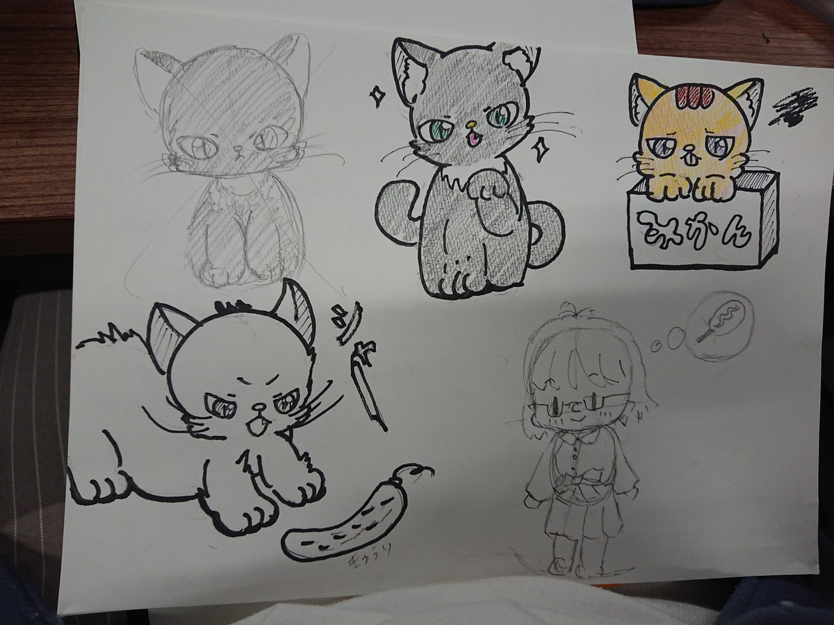 作業所で描いてた猫ちゃん達